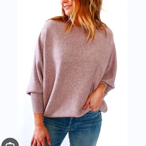 Mauve Ribbed Cowl Neck Sweater